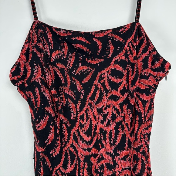 Eva Blue Dress Size 8 Petite Black Red Beaded Sequin Y2K Asymmetrical Whimsygoth - Picture 7 of 11